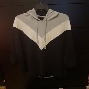 Hooded Tshirt- black and white chevron
